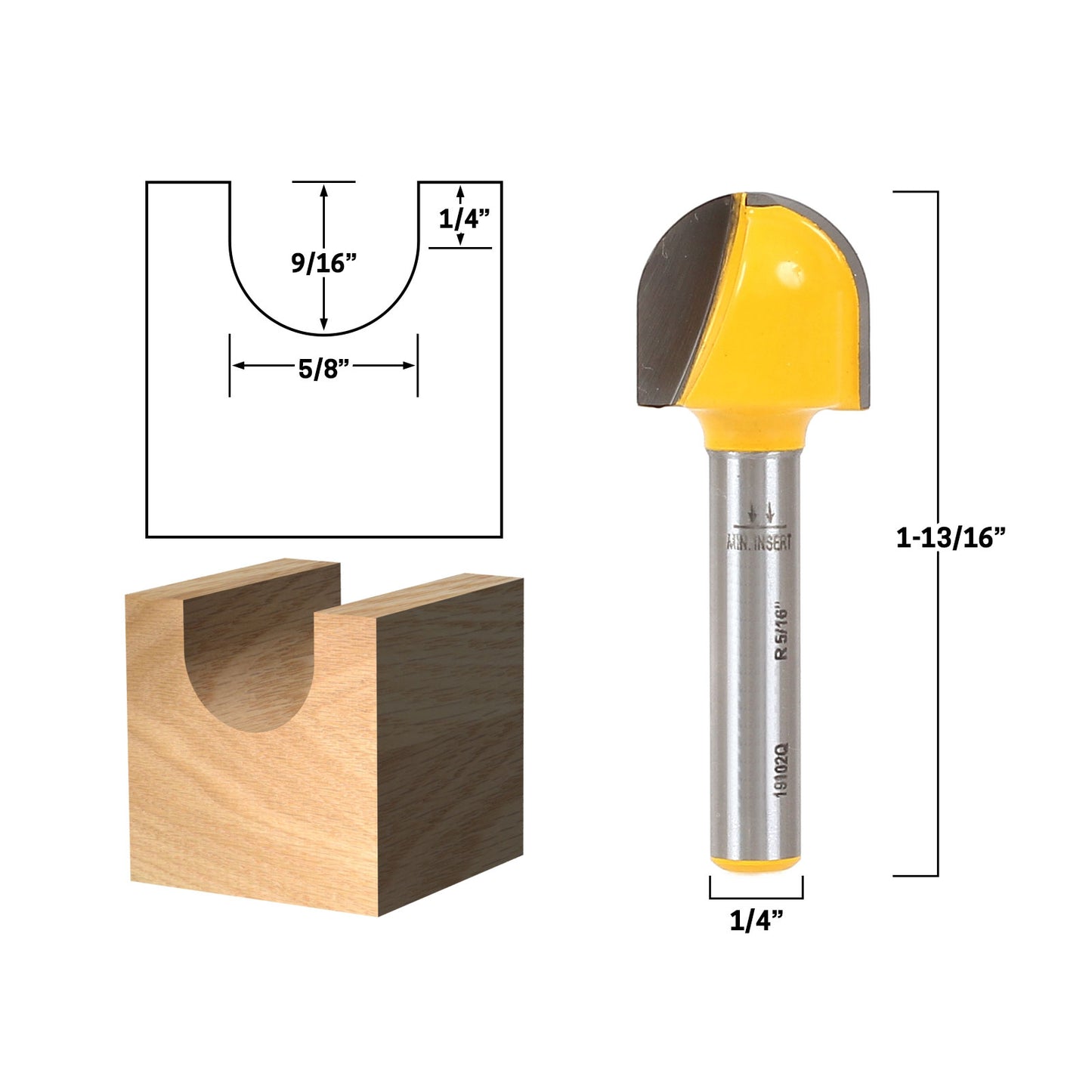 Core Box 5/16" Radius 1/4" Shank Router Bit