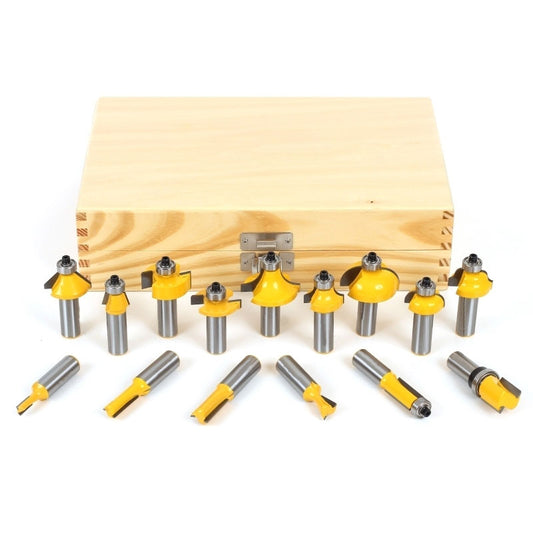 15 PCS 1/2" Shank Router Bit Starter Set Carbide Cutters