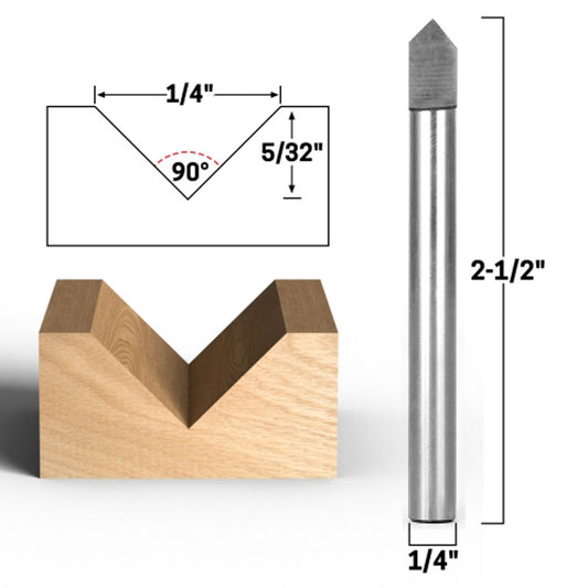 90 Degree Engraving & Lettering 1/4" Shank Router Bit