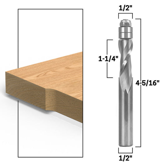 1/2" Up Cut Flush Trim Solid Carbide Spiral 1/2" Shank Router Bit