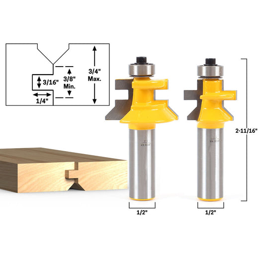 Mini Tongue & Groove V Notch Router Bit Set