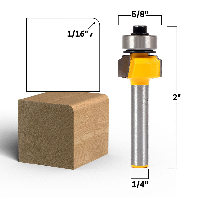 Round Over Edge Forming 3 Bit Set 1/4" Shank Router Bit