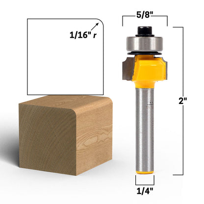 Round Over Edge Forming 3 Bit Set 1/4" Shank Router Bit