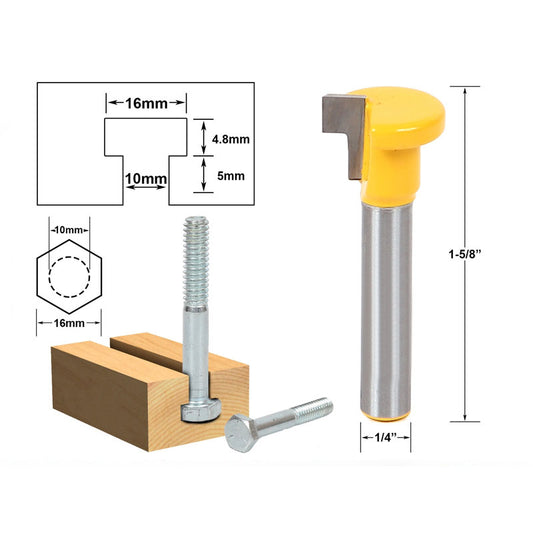 16mm T Slot 1/4" Shank Router Bit