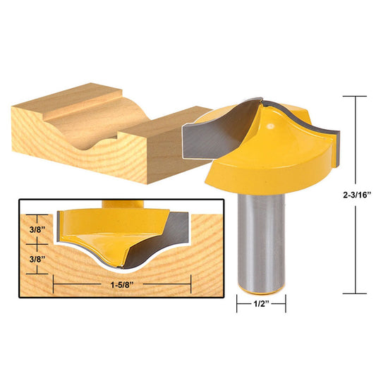 Large Ogee Groove CNC & Plunge 1/2" Shank Router Bit