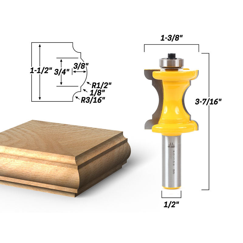 1 1/2" Bullnose and Cove Furniture Trim & Molding 1/2" Shank Router Bit