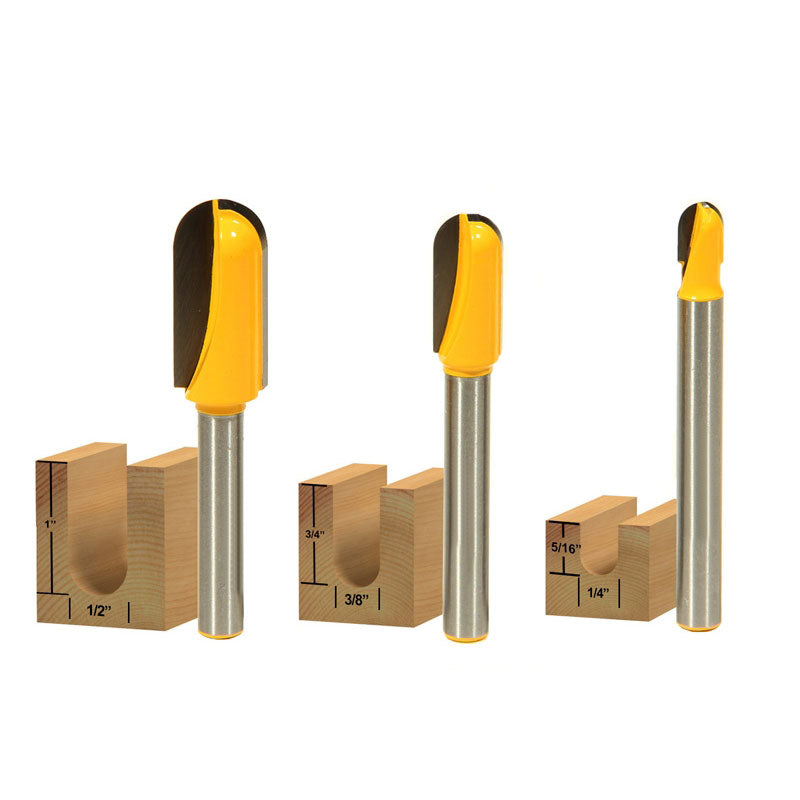 3 Bit 1/4" Shank Core Box Long Reach Router Bit Set