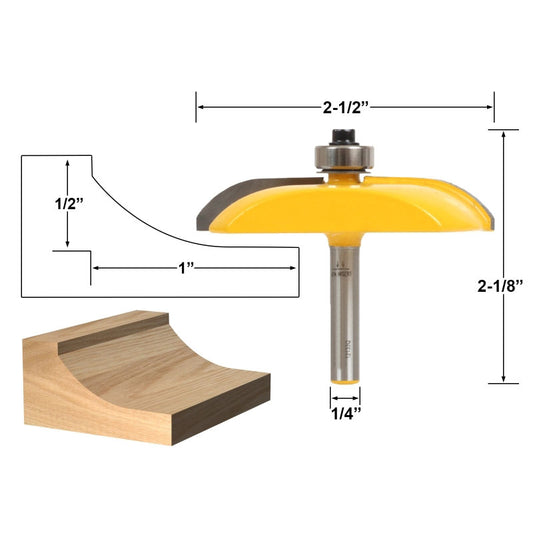 Raised Panel 1/4" Shank Router Bit Carbide Tipped Cove