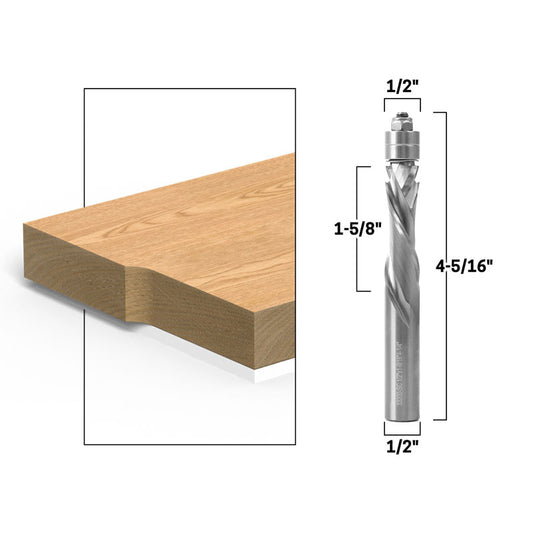 1 5/8" X 1/2" Flush Trim Solid Carbide Spiral 1/2" Shank Router Bit