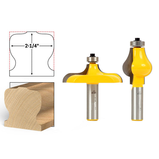 Traditional 2 Bit Handrail 1/2" Shank Router Bit Set