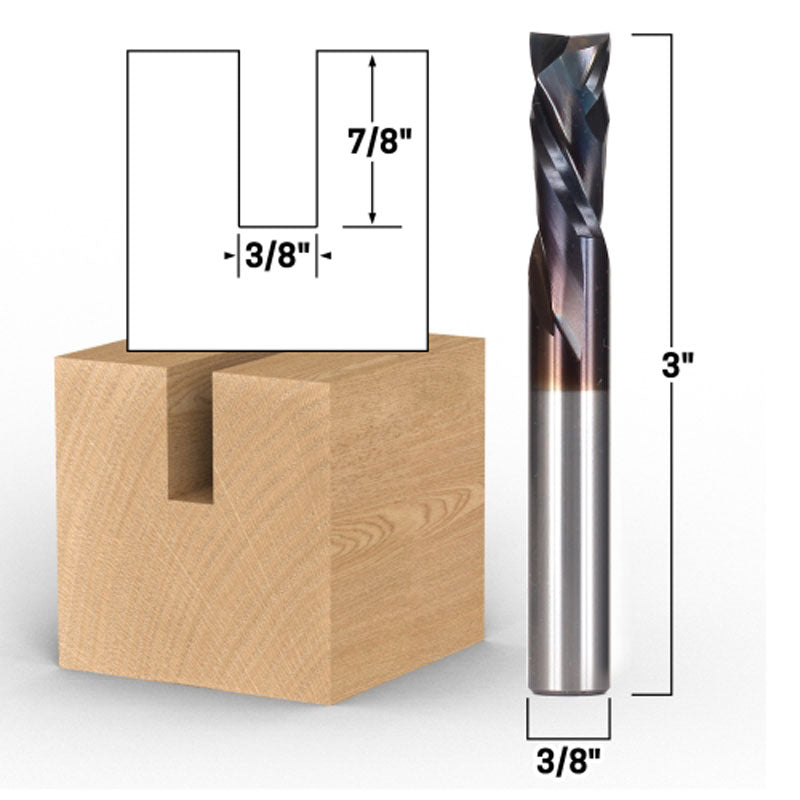 3/8" Dia. Compression Spiral End Mill DLC Coating 3/8" Shank CNC Router Bit