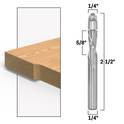 1/4" Downcut Flush Trim Solid Carbide Spiral 1/4" Shank Router Bit