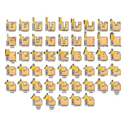 50 Bit 1/2" Shank Router Bit Set