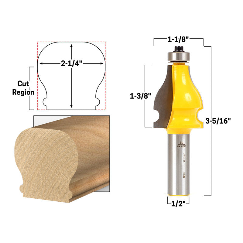 Classical & Beaded 2 Bit Handrail 1/2" Shank Router Bit Set