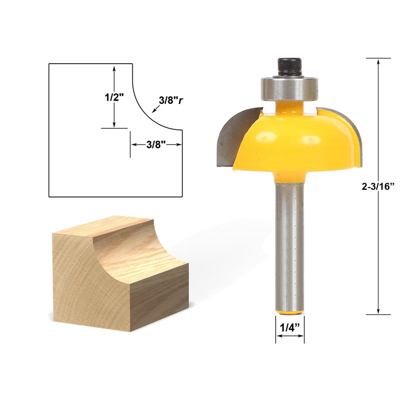 Cove Edging and Molding 3/8" Radius 1/4" Shank Router Bit