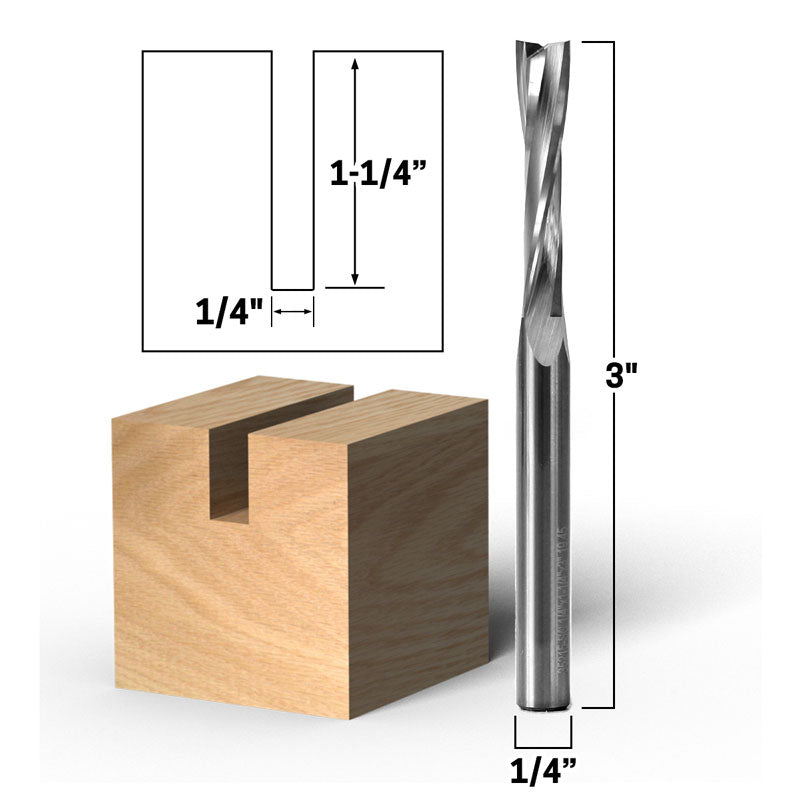 1/4" Dia 2 Flute Low Helix Upcut Spiral End Mill 1/4" Shank CNC Router Bit