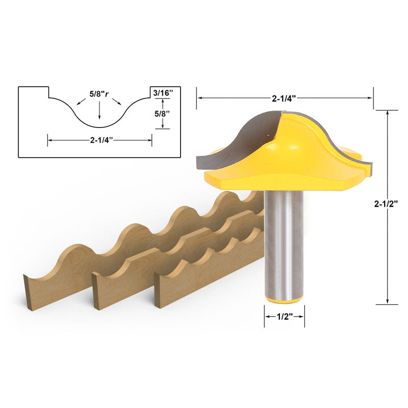 Deep Ogee Groove Small 1/2" Shank Router Bit