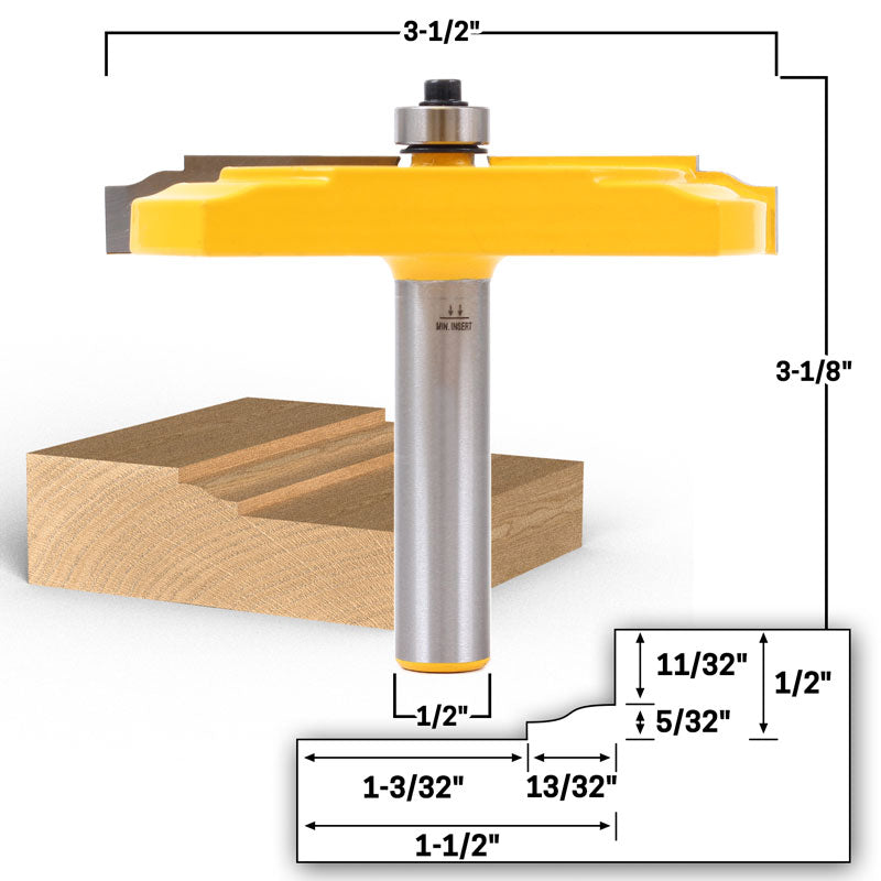 3 1/2" Dia. Brick Mold Exterior Casing 1/2" Shank Router Bit