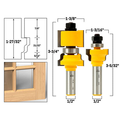 Ogee 2 Bit Window Sash 1/2" Shank Router Bit Set