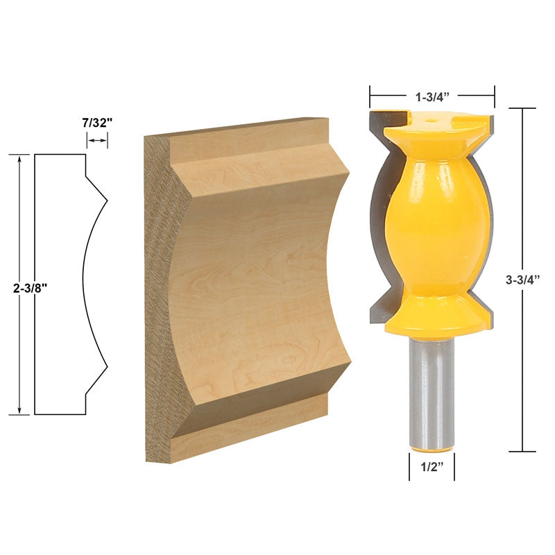 2 3/8" Crown Molding 1/2" Shank Router Bit