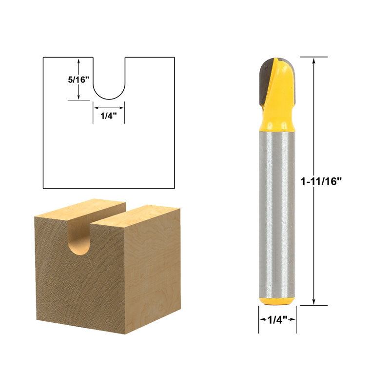 Core Box 1/4"W X 5/16"H 1/4" Shank Router Bit