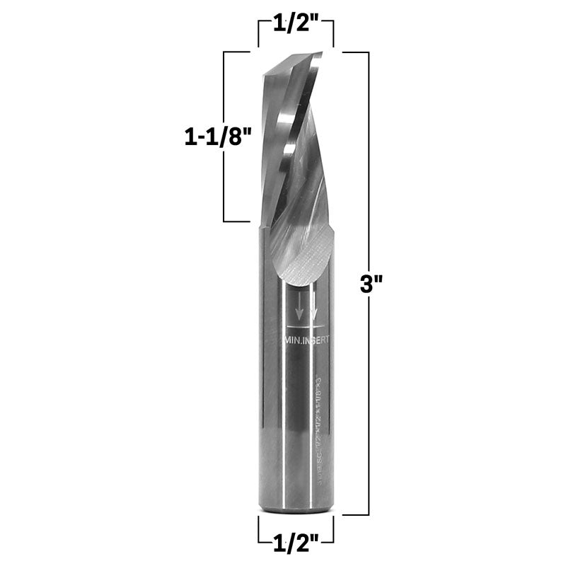 1/2" Diameter O Flute Upcut Spiral End Mill 1/2" Shank CNC Router Bit