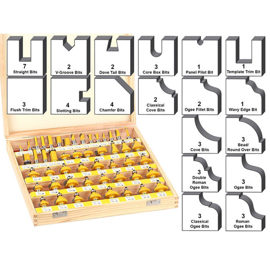 50 Bit 1/2" Shank Router Bit Set