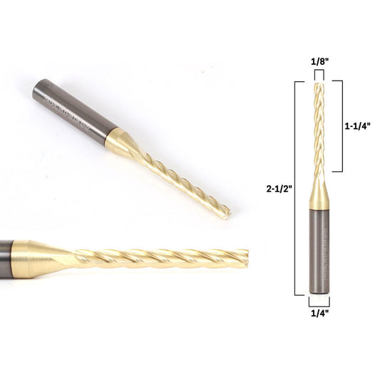 1/8" Dia. 4 Flute Upcut Spiral ZRN Coated 1/4" Shank CNC Router Bit