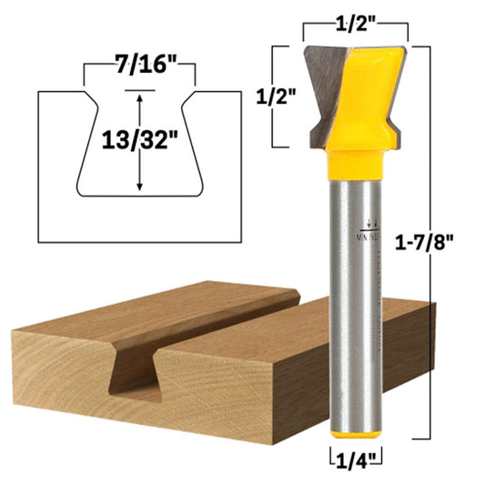 Dovetail Jig Groove 1/4" Shank Router Bit