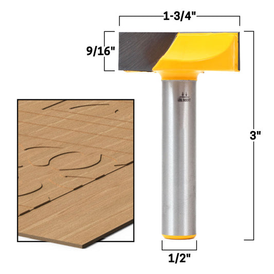 1 3/4" Diameter Bottom Cleaning 1/2" Shank Router Bit