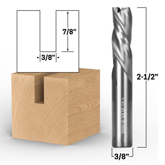 3/8" Dia. 3 Flute Downcut Spiral End Mill 3/8" Shank CNC Router Bit