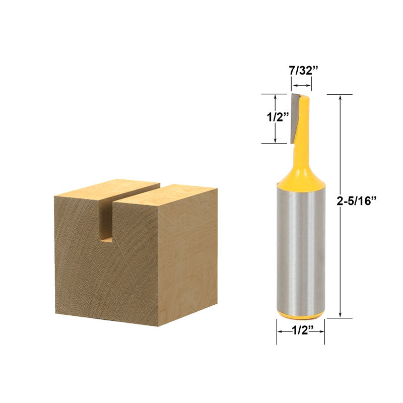 Straight/Dado 7/32"W x 12"H 1/2" Shank Router Bit