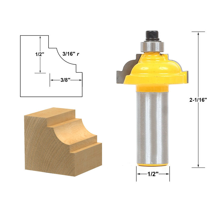 Classical Cove Edging 3/16" Radius 1/2" Shank Router Bit