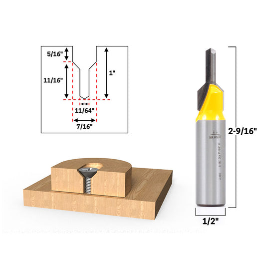 Counter Sink & Screw Slot 1/2" Shank Router Bit