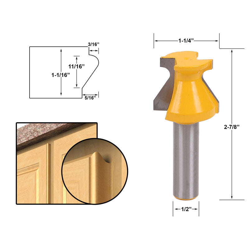 Door Lip & Finger Grip 1/2" Shank Router Bit