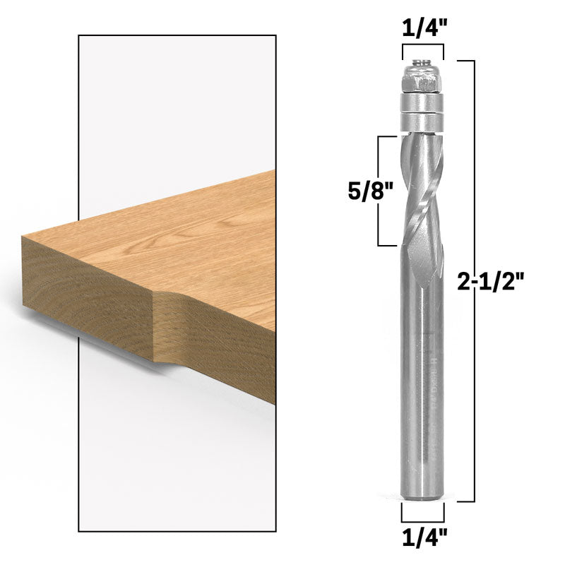 2 Bit Flush Trim Solid Carbide Spiral 1/4" X 5/8" 1/4" Shank Router Bit Set