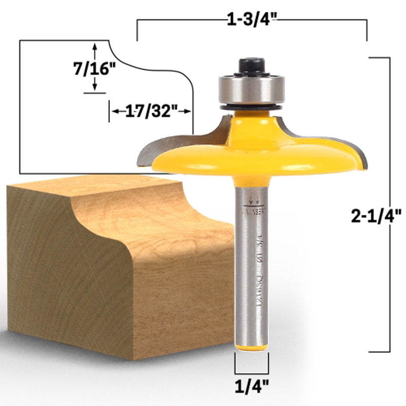 4 Bit Door and Drawer Front Edging 1/4" Shank Router Bit Set