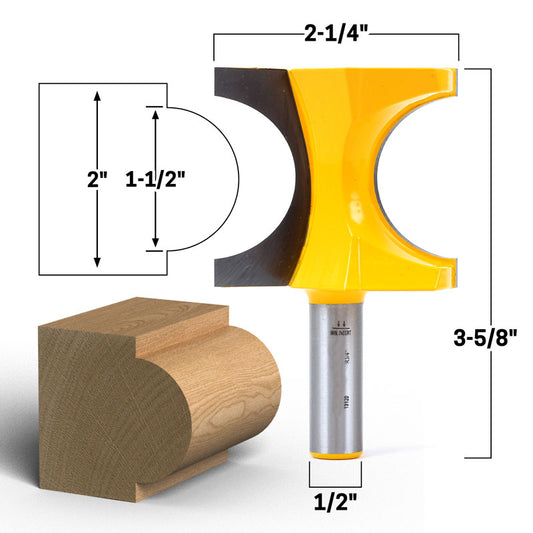 1 1/2" Bead Bullnose 1/2" Shank Router Bit