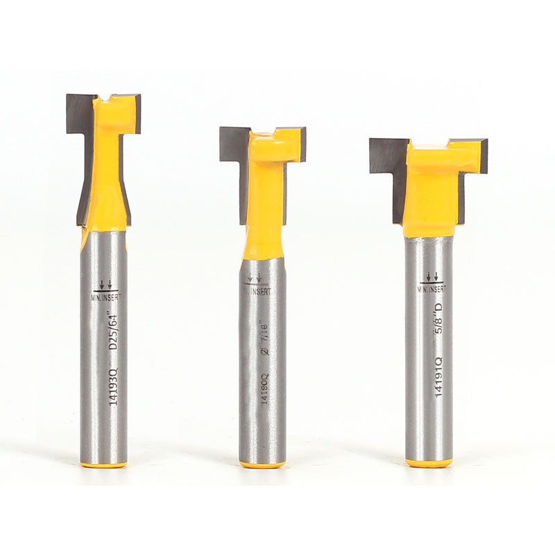 T Slot 1/4" Shank Router Bit 3 Bit Set