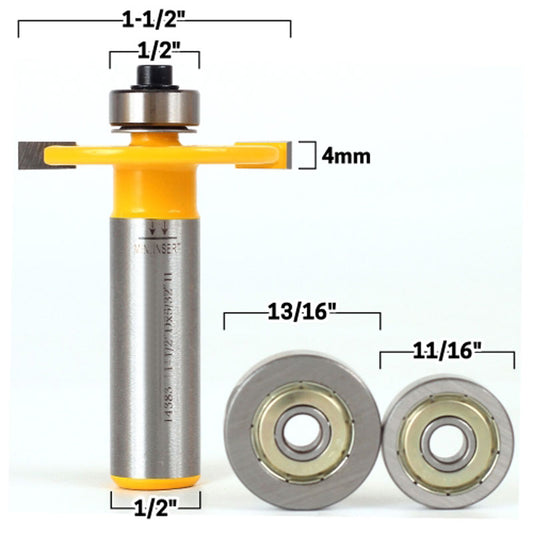 Biscuit Joint Slot 1/2" Shank Cutter Router Bit & Bearing Set