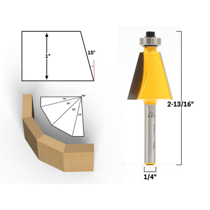 5 Bit Chamfer Edge Forming 1/4" Shank Router Bit Set