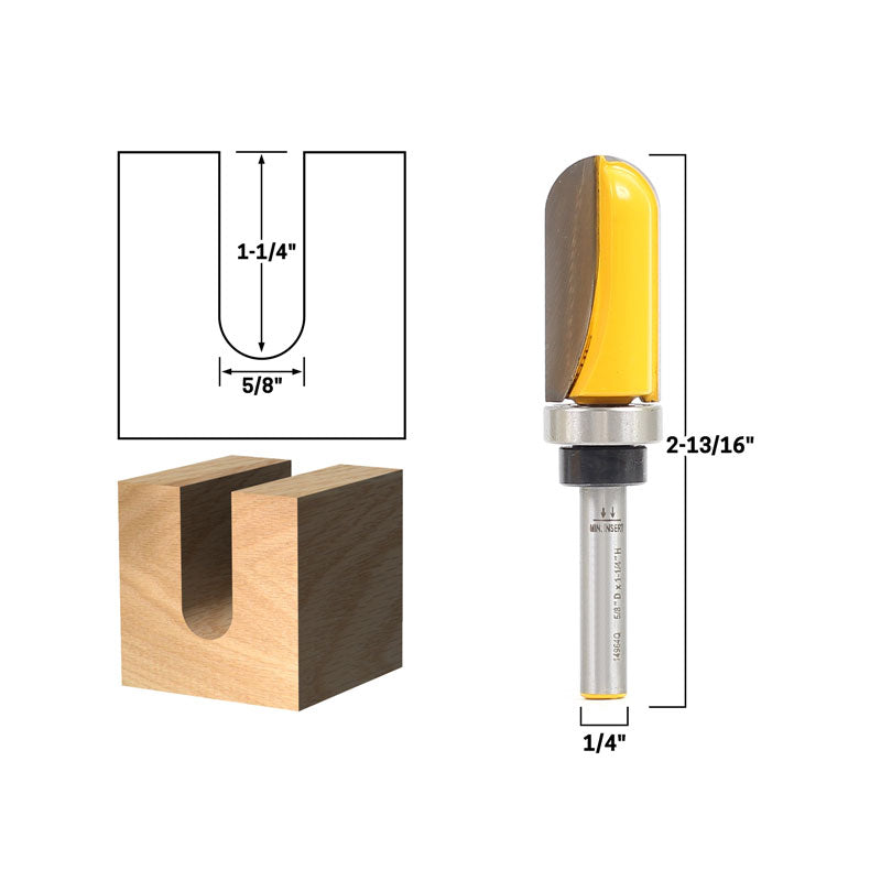 5/8" Diameter Core Box 1/4" Shank Router Bit