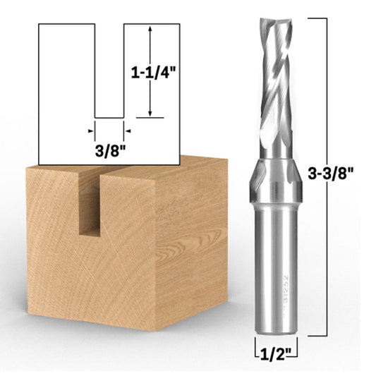 3/8" Dia. 2 Flute Upcut Spiral End Mill 1/2" Shank CNC Router Bit