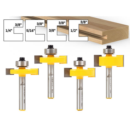 4 Bit Slot Cutter 1/4" Shank Router Bit Set