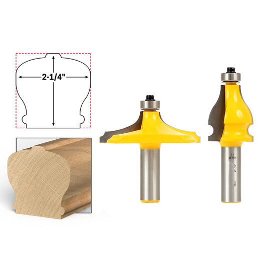 Thumbnail Bead 2 Bit Handrail 1/2" Shank Router Bit Set