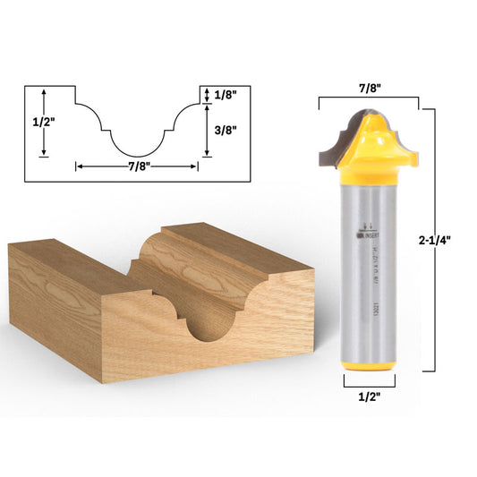 3/16" Radius Double Roman Ogee Groove 1/2" Shank Router Bit