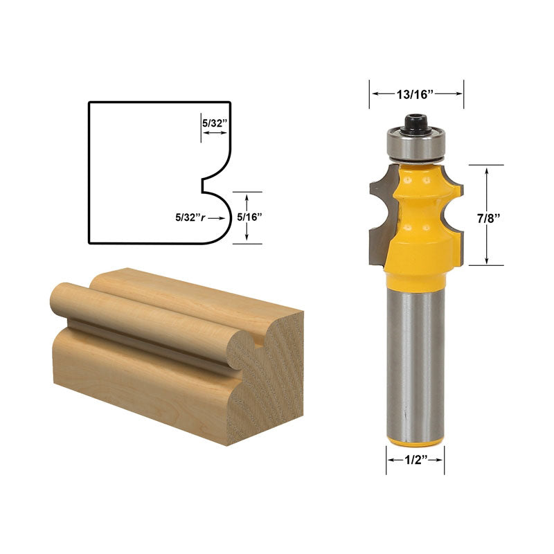 5/32" Radius Corner Bead/Beading 1/2" Shank Router Bit