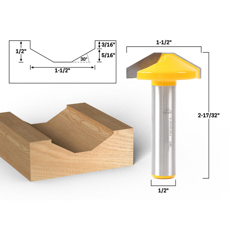 1 1/2" Bevel Faux Panel CNC Cabinet Door Raised Panel 1/2" Shank Router Bit