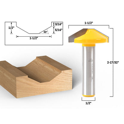 1 1/2" Bevel Faux Panel CNC Cabinet Door Raised Panel 1/2" Shank Router Bit