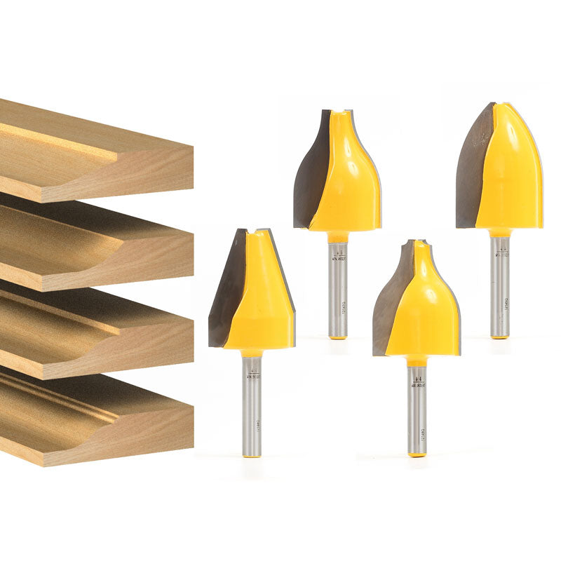 4 Bit Vertical Raised Panel 1/4" Shank Router Bit Set